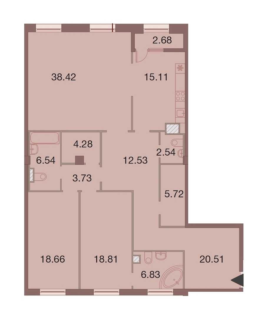 Трехкомнатная квартира в : площадь 155.02 м2 , этаж: 5 – купить в Санкт-Петербурге